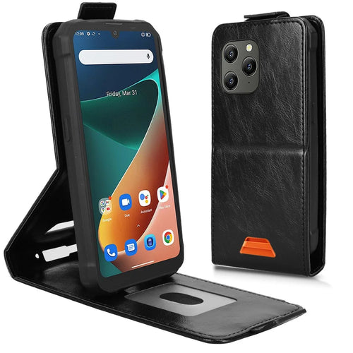 Stand Case For Blackview BV5300  /  BV5300 Pro  /  BV5300 Plus  /  Oscal S70 Pro  /  S70 Magnetic Clasp Vertical Flip Leather Phone Cover with Card Holder - Black - 1