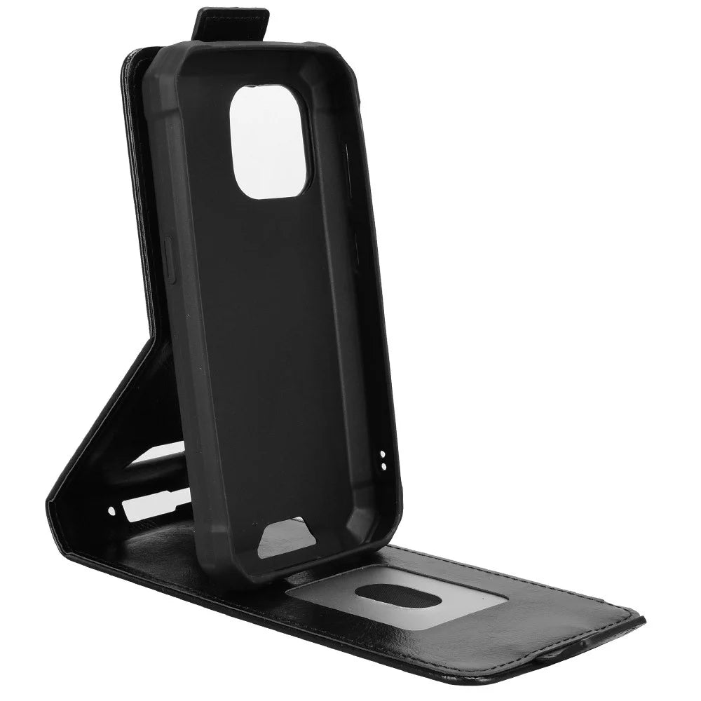 Stand Case For Blackview BV5300  /  BV5300 Pro  /  BV5300 Plus  /  Oscal S70 Pro  /  S70 Magnetic Clasp Vertical Flip Leather Phone Cover with Card Holder - Black - 2