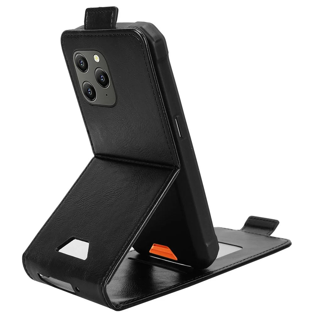 Stand Case For Blackview BV5300  /  BV5300 Pro  /  BV5300 Plus  /  Oscal S70 Pro  /  S70 Magnetic Clasp Vertical Flip Leather Phone Cover with Card Holder - Black - 3
