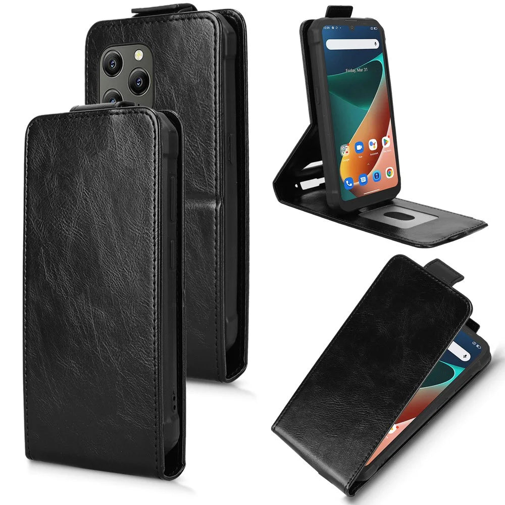 Stand Case For Blackview BV5300  /  BV5300 Pro  /  BV5300 Plus  /  Oscal S70 Pro  /  S70 Magnetic Clasp Vertical Flip Leather Phone Cover with Card Holder - Black - 5