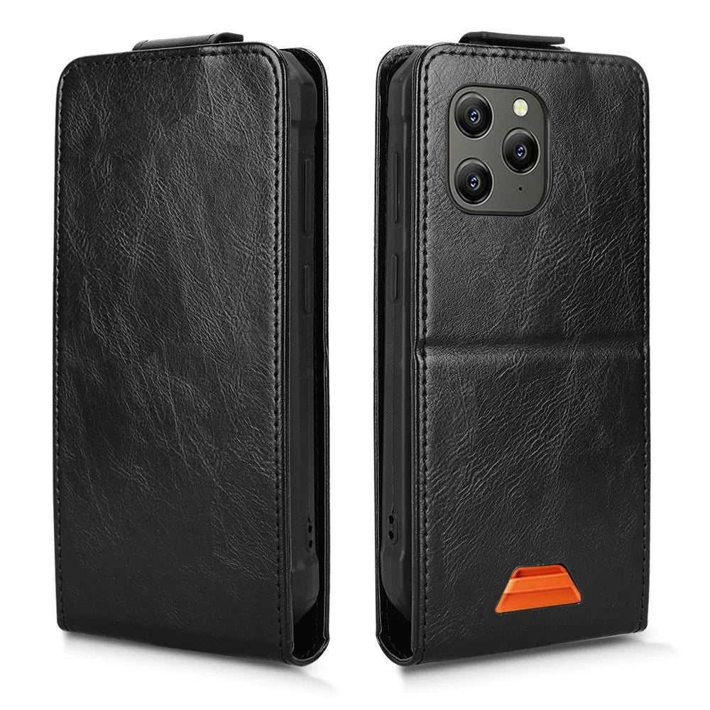 Stand Case For Blackview BV5300  /  BV5300 Pro  /  BV5300 Plus  /  Oscal S70 Pro  /  S70 Magnetic Clasp Vertical Flip Leather Phone Cover with Card Holder - Black - 6