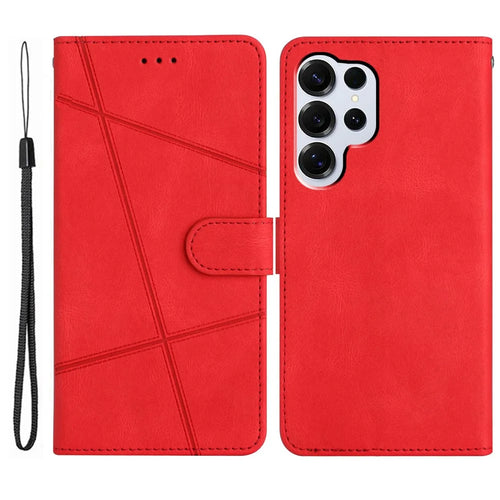 For Samsung Galaxy S26 Ultra Case Crazy Horse Texture PU Leather Wallet Stand Phone Cover - Red - 1