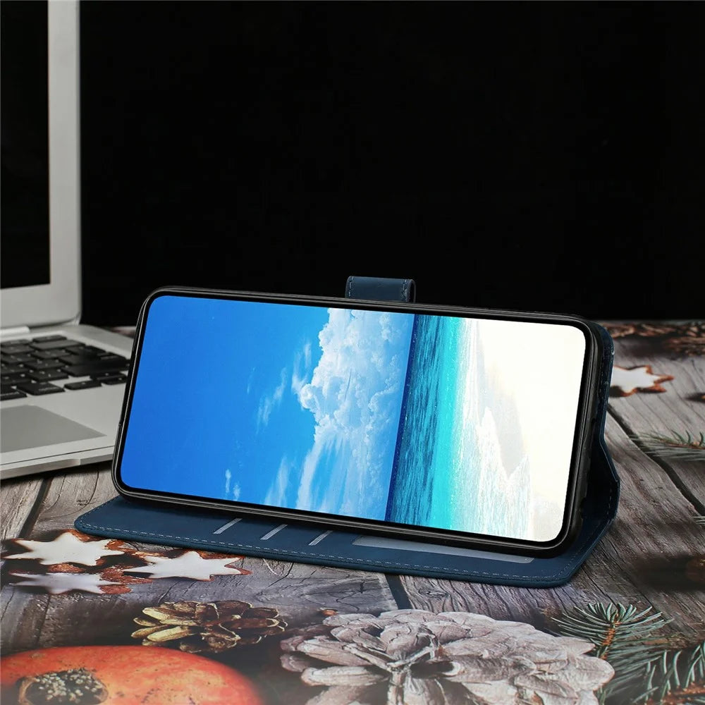 For Samsung Galaxy S26 Case Butterfly Flower Imprinted PU Leather Wallet Stand Phone Cover - Blue - 3
