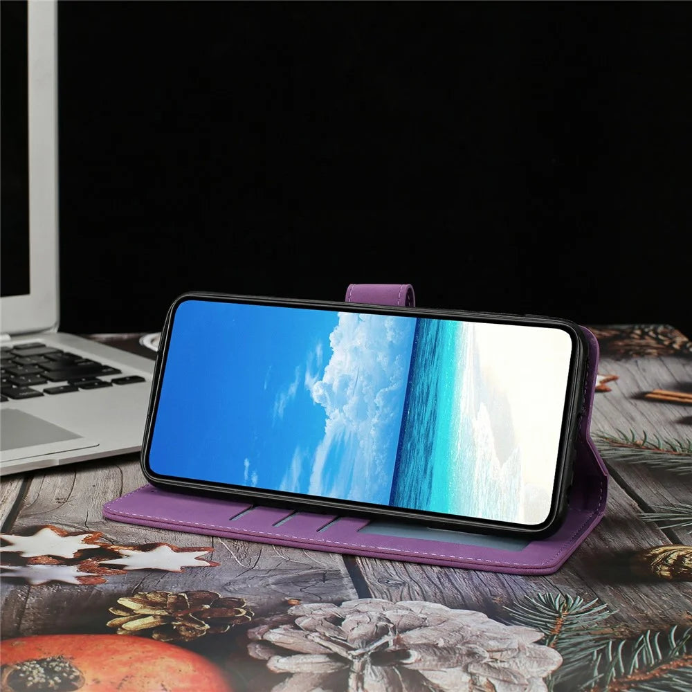 For Samsung Galaxy S26 Ultra Case Butterfly Flower Imprinted PU Leather Wallet Stand Phone Cover - Purple - 3