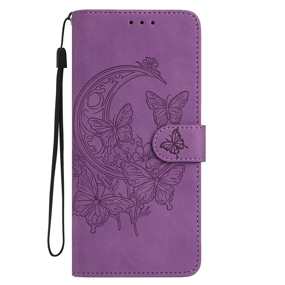 For Samsung Galaxy S26 Ultra Case Butterfly Flower Imprinted PU Leather Wallet Stand Phone Cover - Purple - 4