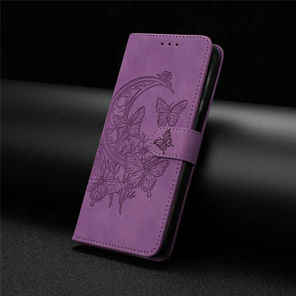 For Samsung Galaxy S26 Ultra Case Butterfly Flower Imprinted PU Leather Wallet Stand Phone Cover - Purple - 6