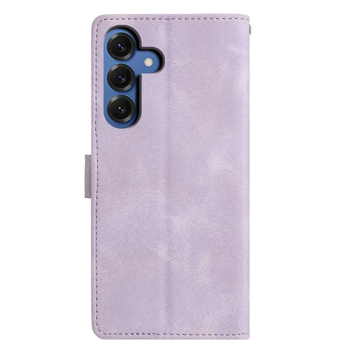 For Samsung Galaxy S26 Case Wallet Stand Imprinted Triangle Pattern Leather Phone Flip Cover - Purple - 7