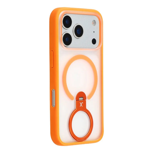 X-LEVEL For iPhone 17 Pro Magnetic Case Rotating Kickstand Anti Drop TPU + PC Matte Phone Back Cover - Orange - 1