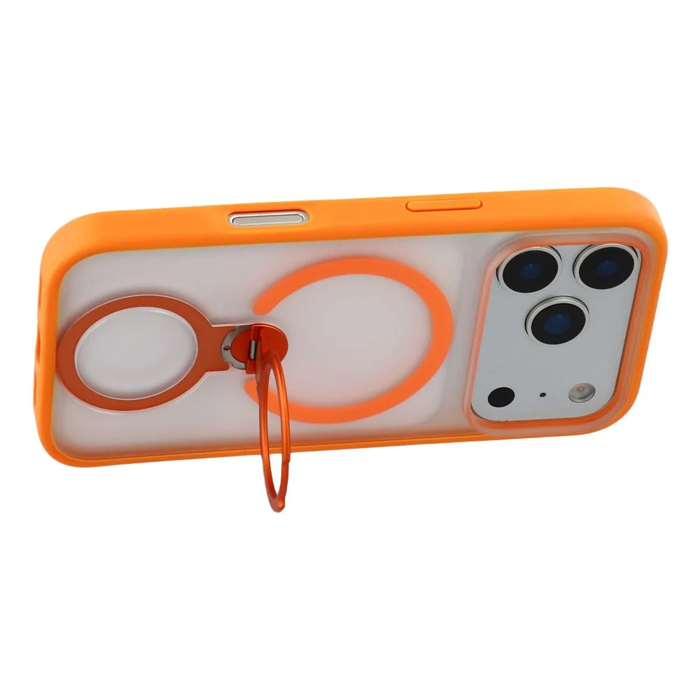 X-LEVEL For iPhone 17 Pro Magnetic Case Rotating Kickstand Anti Drop TPU + PC Matte Phone Back Cover - Orange - 5
