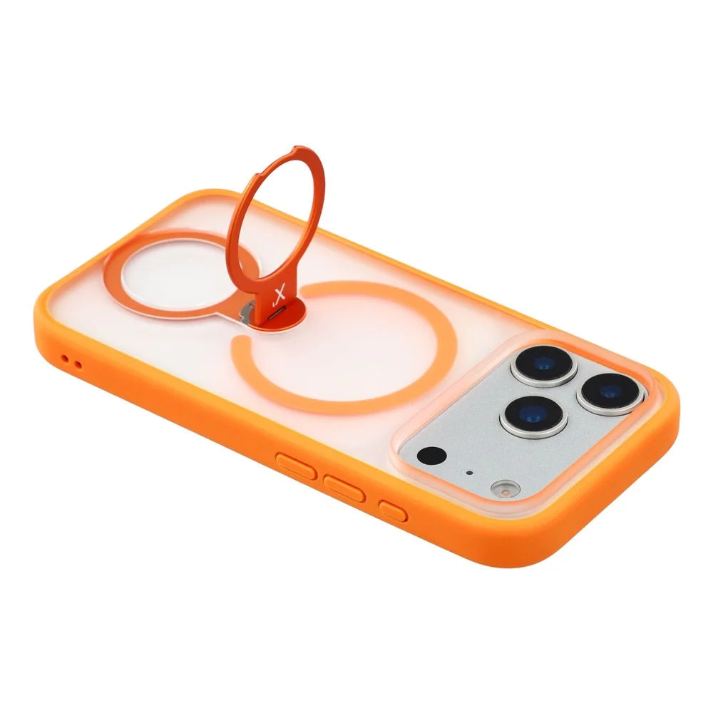 X-LEVEL For iPhone 17 Pro Magnetic Case Rotating Kickstand Anti Drop TPU + PC Matte Phone Back Cover - Orange - 6
