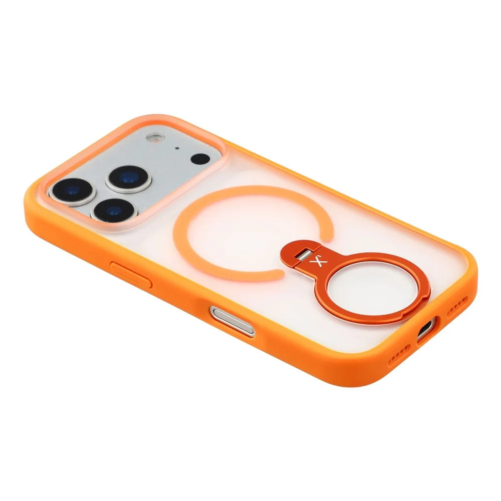 X-LEVEL For iPhone 17 Pro Magnetic Case Rotating Kickstand Anti Drop TPU + PC Matte Phone Back Cover - Orange - 7