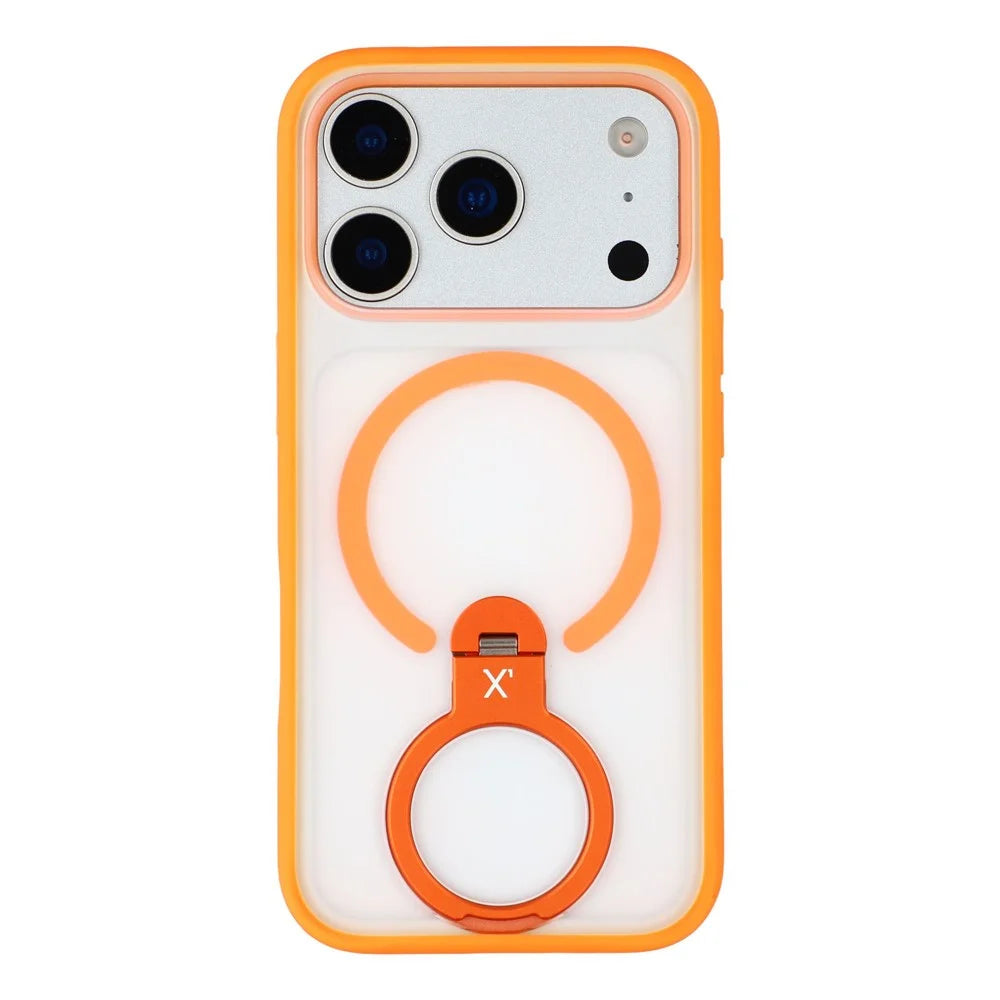 X-LEVEL For iPhone 17 Pro Max Magnetic Case Rotating Kickstand Anti Drop TPU + PC Matte Phone Back Cover - Orange - 3