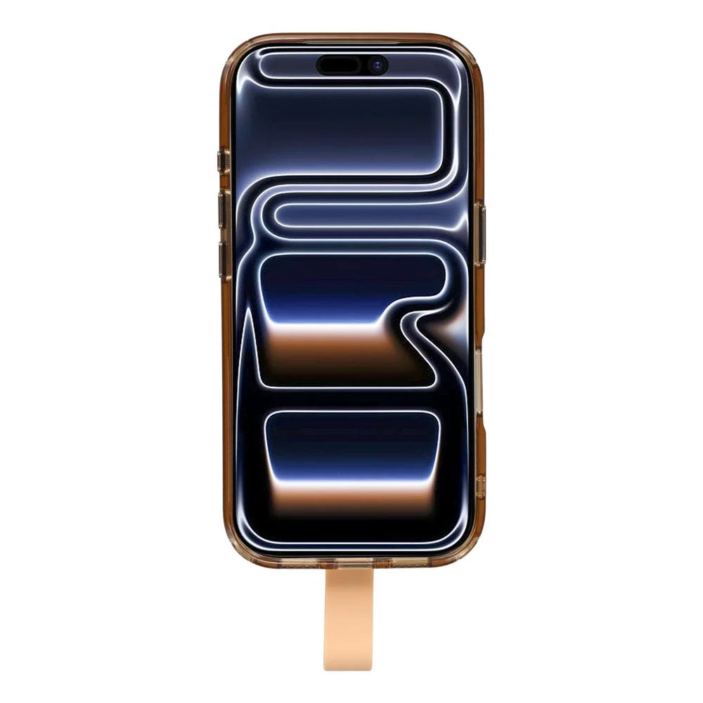 JAUCASE For iPhone 17 Pro Case Rotating Kickstand Wristband Shockproof TPU + PC Phone Back Cover - Transparent Gold - 2