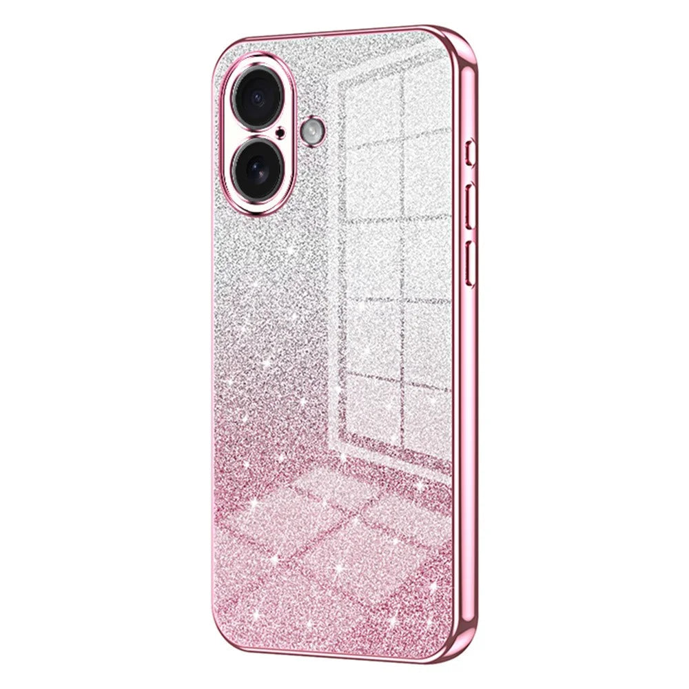 For iPhone 17 Case Electroplating Gradient Glitter TPU Phone Cover - Pink - 1