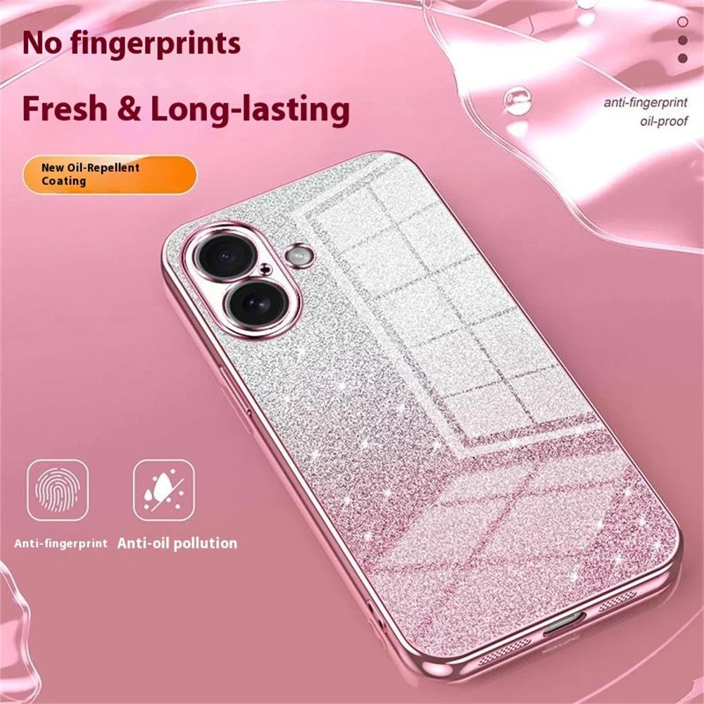 For iPhone 17 Case Electroplating Gradient Glitter TPU Phone Cover - Pink - 4