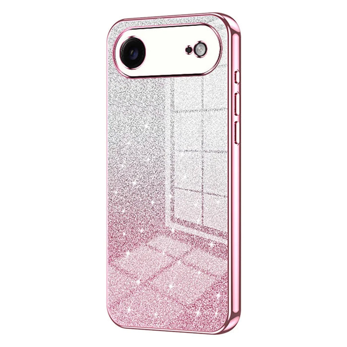 For iPhone Air Case Electroplating Gradient Glitter TPU Phone Cover - Pink - 1