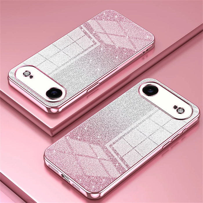 For iPhone Air Case Electroplating Gradient Glitter TPU Phone Cover - Pink - 2