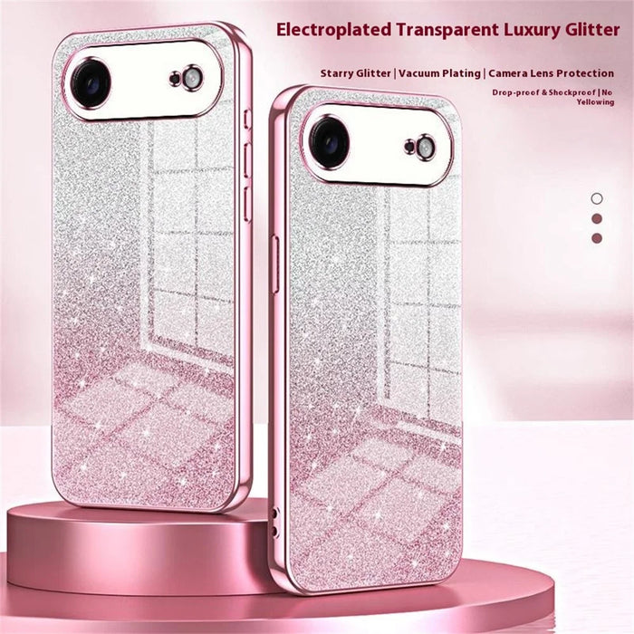 For iPhone Air Case Electroplating Gradient Glitter TPU Phone Cover - Pink - 3