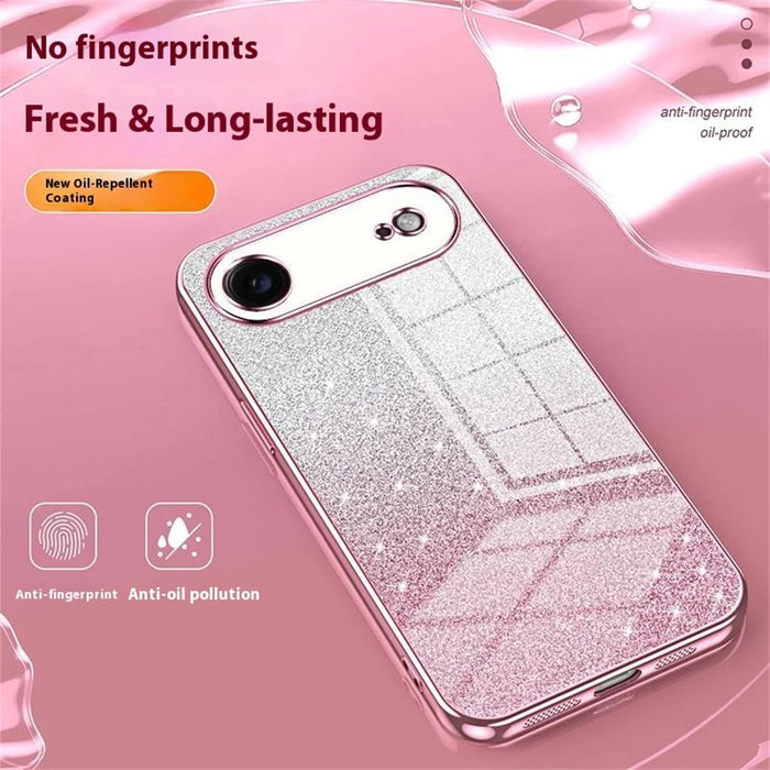 For iPhone Air Case Electroplating Gradient Glitter TPU Phone Cover - Pink - 4