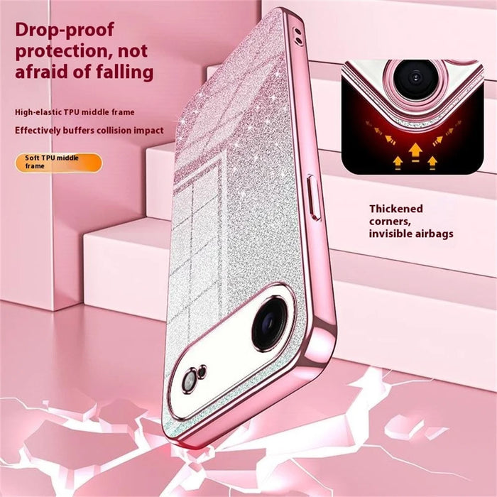 For iPhone Air Case Electroplating Gradient Glitter TPU Phone Cover - Pink - 6