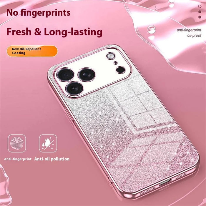For iPhone 17 Pro Case Electroplating Gradient Glitter TPU Phone Cover - Pink - 4