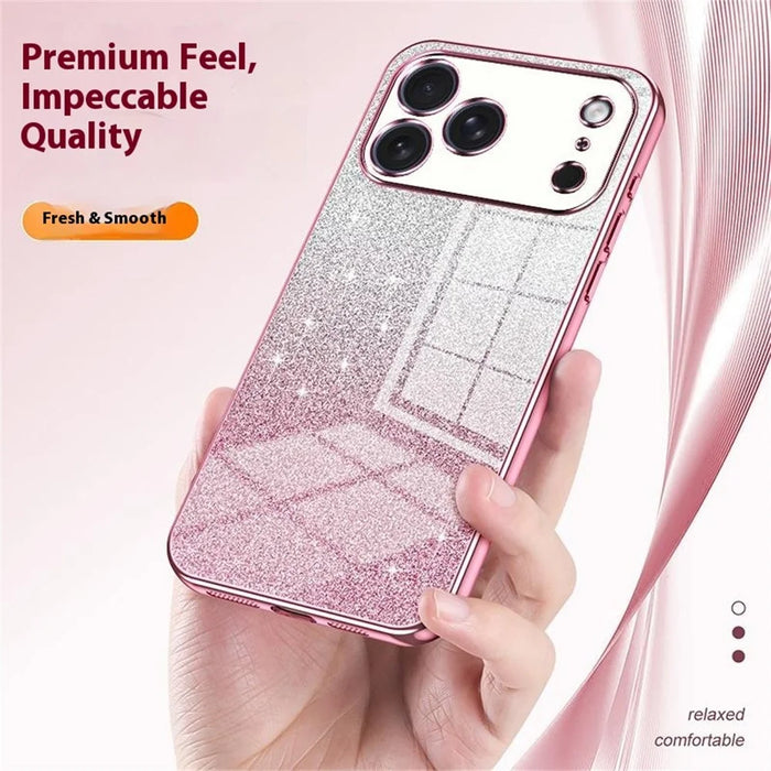 For iPhone 17 Pro Case Electroplating Gradient Glitter TPU Phone Cover - Pink - 5