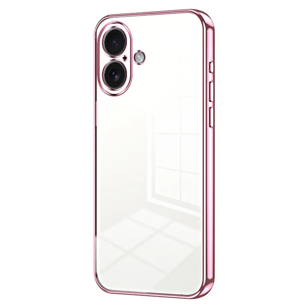 For iPhone 17 Case Electroplating Frame Soft TPU Phone Cover - Pink - 1
