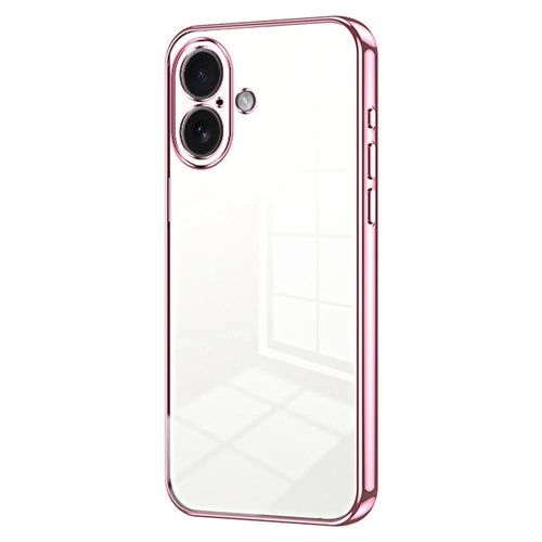 For iPhone 17 Case Electroplating Frame Soft TPU Phone Cover - Pink - 1