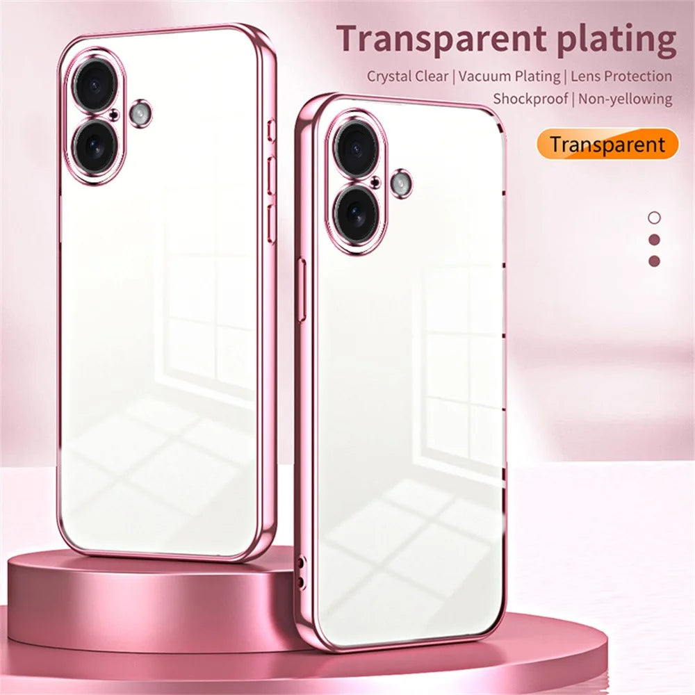 For iPhone 17 Case Electroplating Frame Soft TPU Phone Cover - Pink - 3