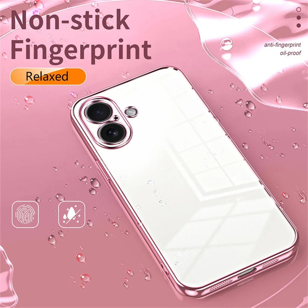 For iPhone 17 Case Electroplating Frame Soft TPU Phone Cover - Pink - 4