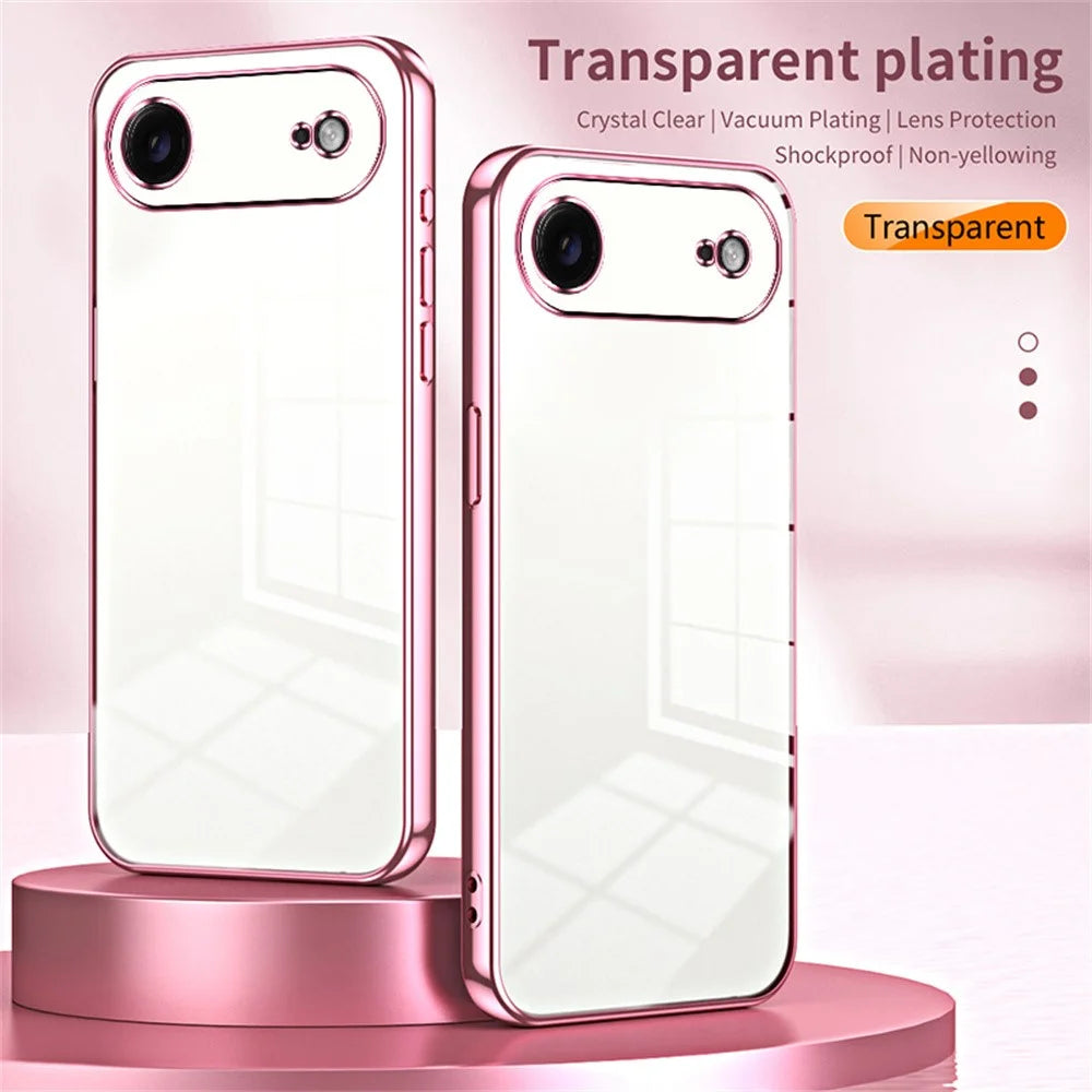 For iPhone Air Case Electroplating Frame Soft TPU Phone Cover - Pink - 3