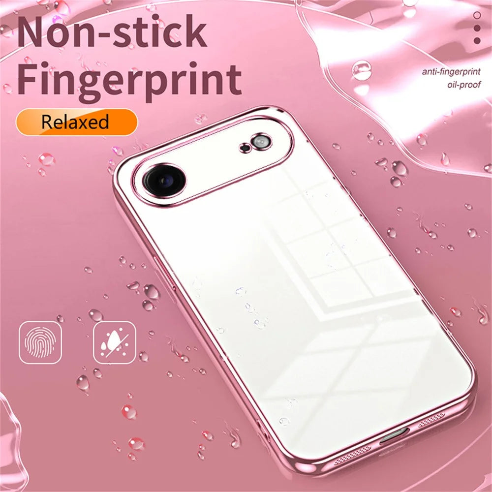For iPhone Air Case Electroplating Frame Soft TPU Phone Cover - Pink - 4