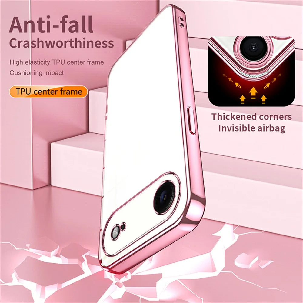 For iPhone Air Case Electroplating Frame Soft TPU Phone Cover - Pink - 6