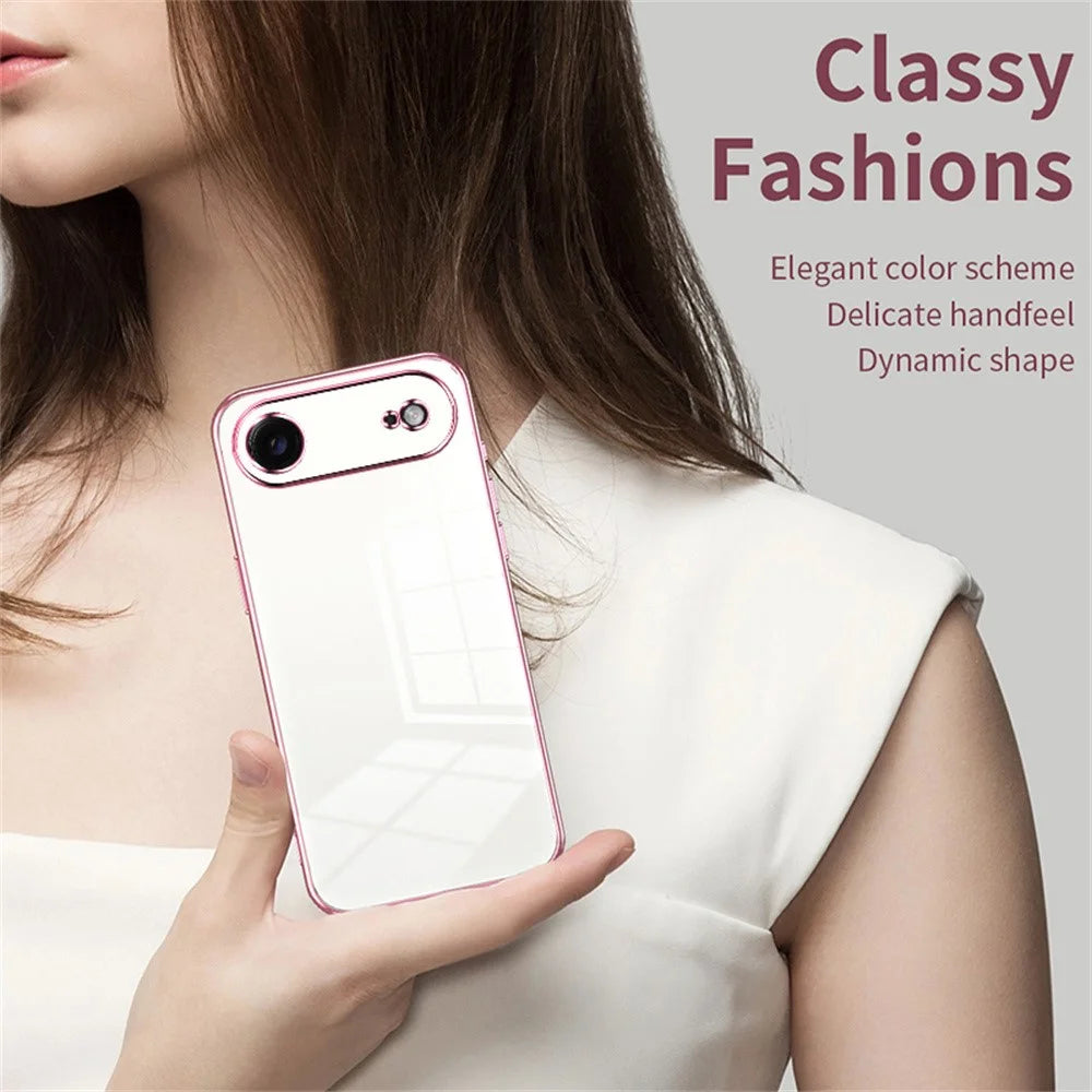 For iPhone Air Case Electroplating Frame Soft TPU Phone Cover - Pink - 7