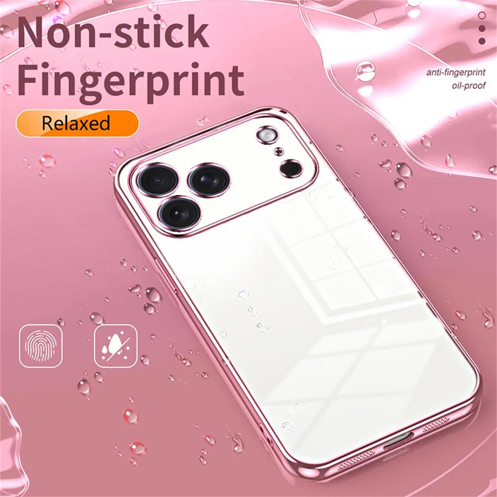 For iPhone 17 Pro Case Electroplating Frame Soft TPU Phone Cover - Pink - 4
