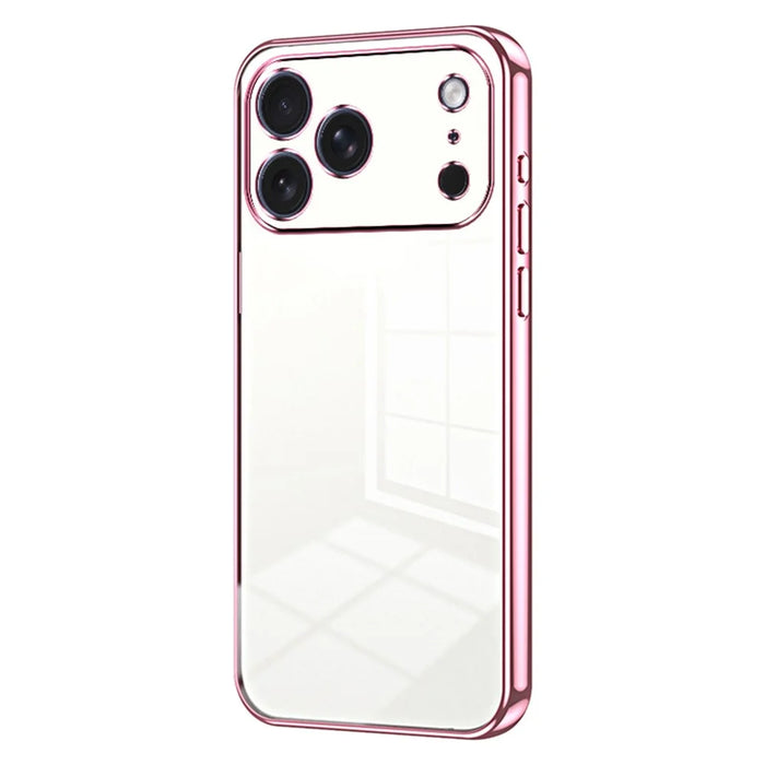 For iPhone 17 Pro Max Case Electroplating Frame Soft TPU Phone Cover - Pink - 1