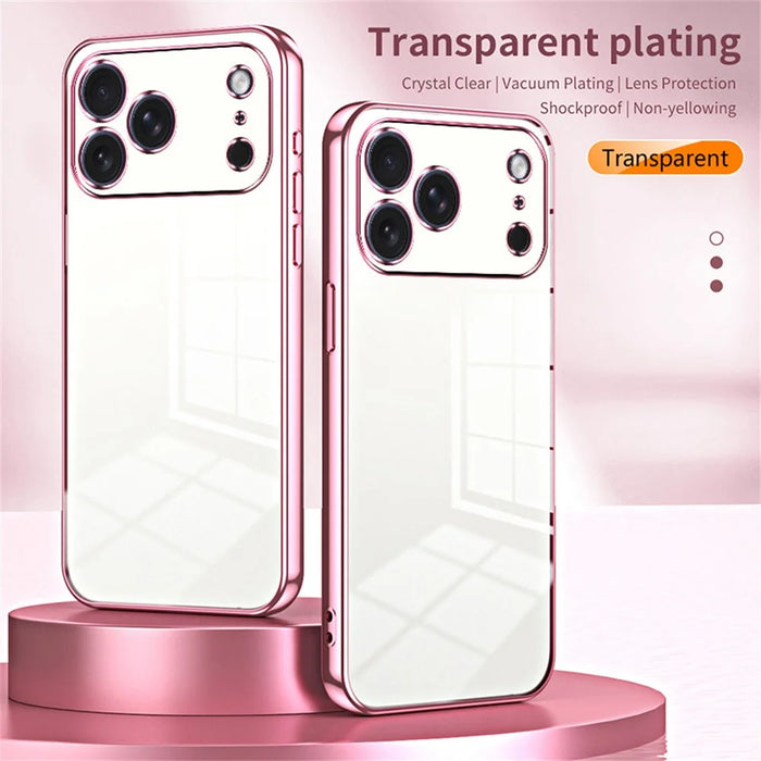 For iPhone 17 Pro Max Case Electroplating Frame Soft TPU Phone Cover - Pink - 3