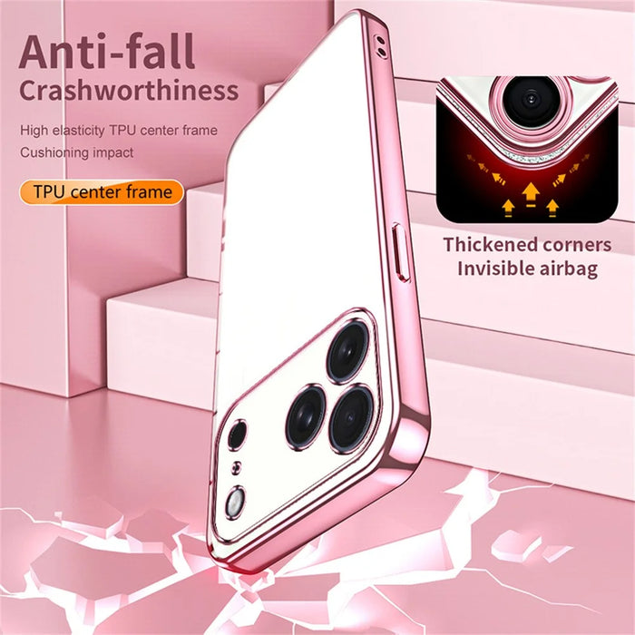 For iPhone 17 Pro Max Case Electroplating Frame Soft TPU Phone Cover - Pink - 6