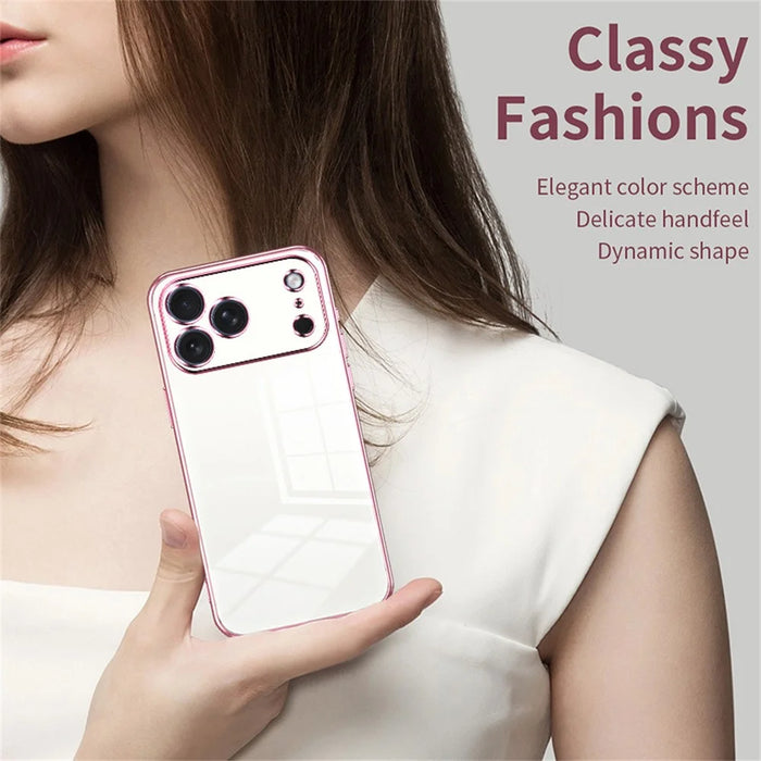 For iPhone 17 Pro Max Case Electroplating Frame Soft TPU Phone Cover - Pink - 7