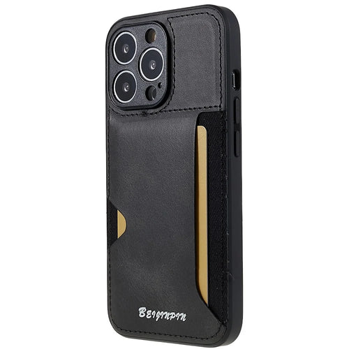 For iPhone 13 Pro Max 6.7 inch Anti-scratch PU Leather+TPU+PC Protective Cover Card Slot Design Cell Phone Case with Precise Cutout - Grey - 1