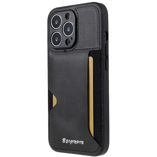 For iPhone 13 Pro Max 6.7 inch Anti-scratch PU Leather+TPU+PC Protective Cover Card Slot Design Cell Phone Case with Precise Cutout - Grey - 1