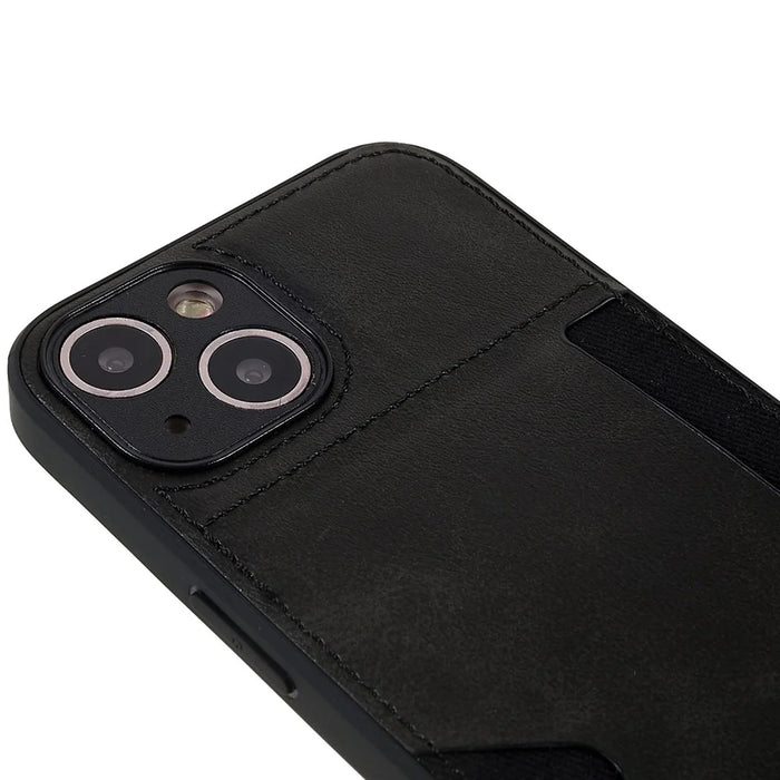 For iPhone 13 6.1 inch Card Slot Design Phone Case Anti-scratch Dustproof PU Leather+TPU+PC Protective Cover - Grey - 6