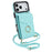 For iPhone 17 Pro Max Case RFID Blocking Card Bag Leather + TPU Crossbody Phone Cover with Ring Kickstand - Mint Green - 4