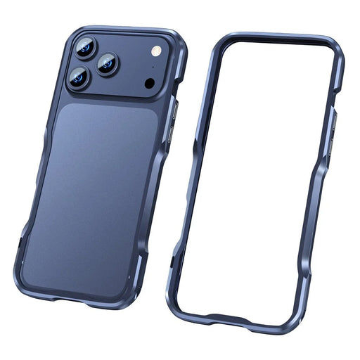 LUPHIE For iPhone 17 Pro Max Case Metal Bumper Frame Shockproof Phone Cover - Dark Blue - 1