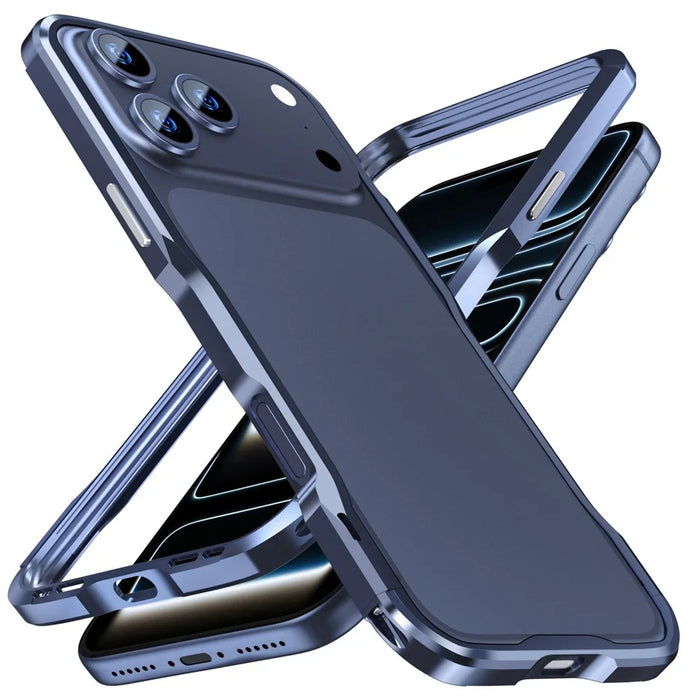 LUPHIE For iPhone 17 Pro Max Case Metal Bumper Frame Shockproof Phone Cover - Dark Blue - 2