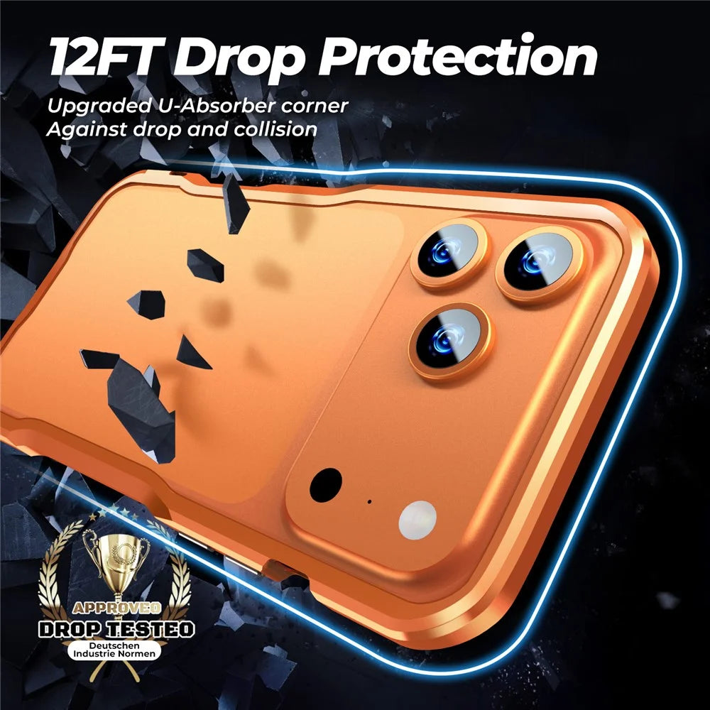 LUPHIE For iPhone 17 Pro Case Metal Bumper Frame Shockproof Phone Cover - Dark Blue - 4