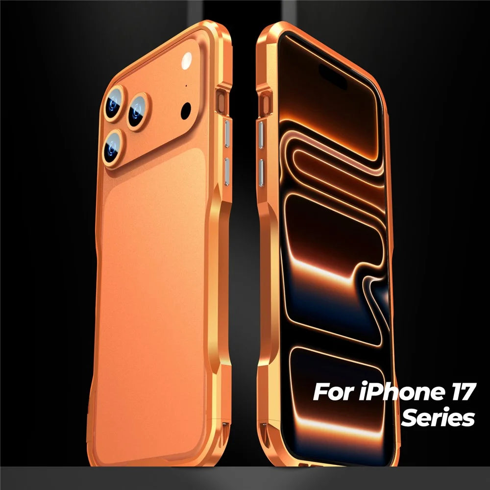 LUPHIE For iPhone 17 Pro Case Metal Bumper Frame Shockproof Phone Cover - Dark Blue - 5