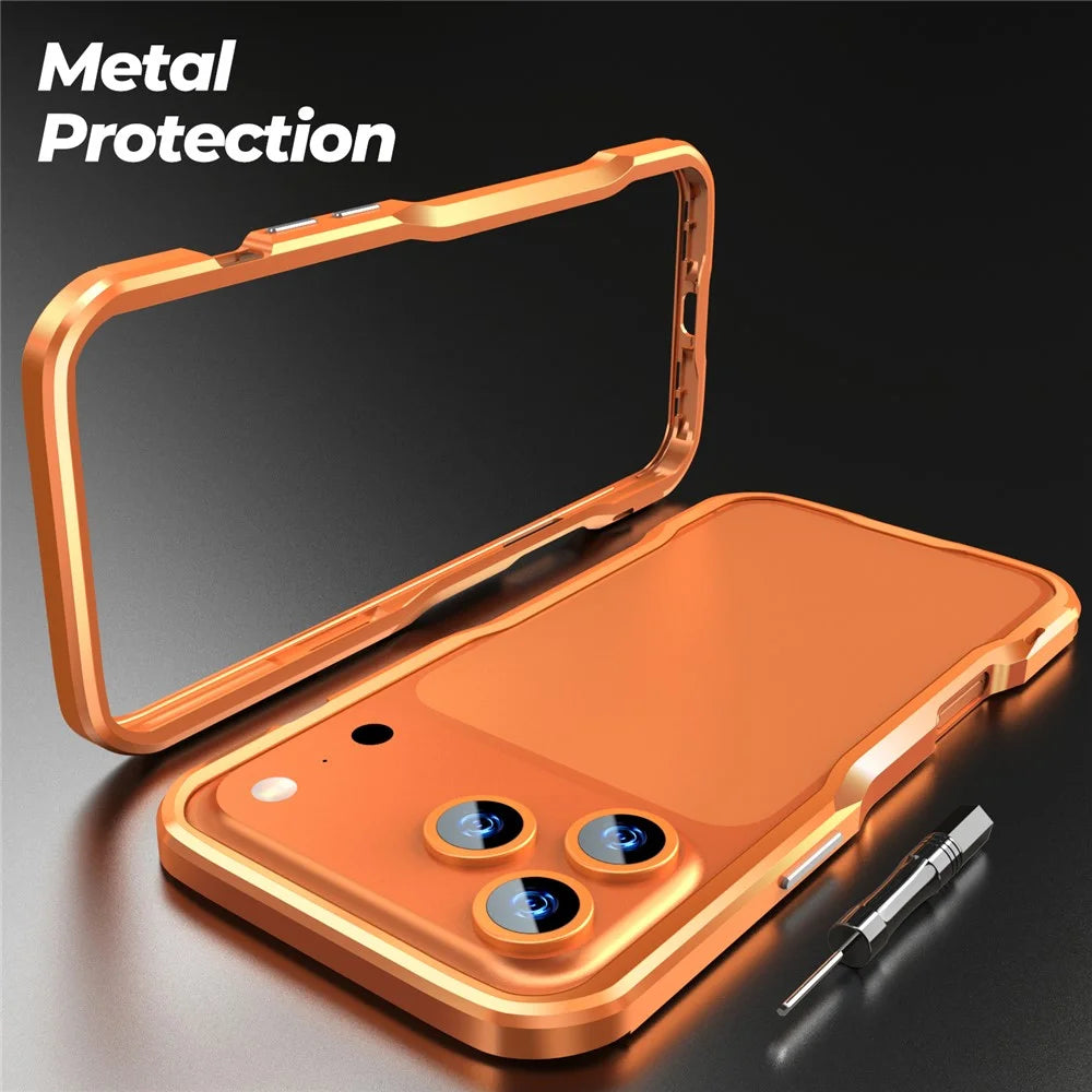 LUPHIE For iPhone 17 Pro Case Metal Bumper Frame Shockproof Phone Cover - Dark Blue - 6
