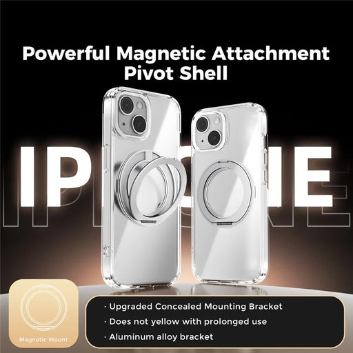 ABEEL Q-LUCK For iPhone 13 Magnetic Case Rotating Kickstand Shockproof TPU + PC Phone Back Cover - Silver - 2
