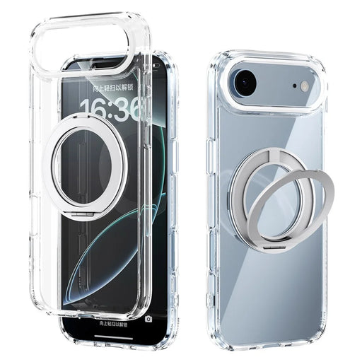 ABEEL Q-LUCK For iPhone Air Magnetic Case Rotating Kickstand Shockproof TPU + PC Phone Back Cover - Silver - 1